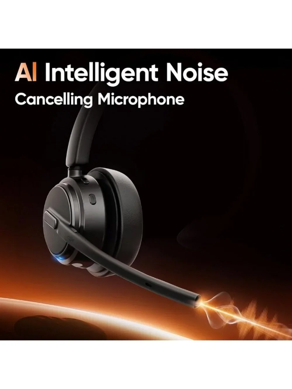 Bluetooth Wireless Headset with Mic, ENC Noise Cancelling, Ideal for Work